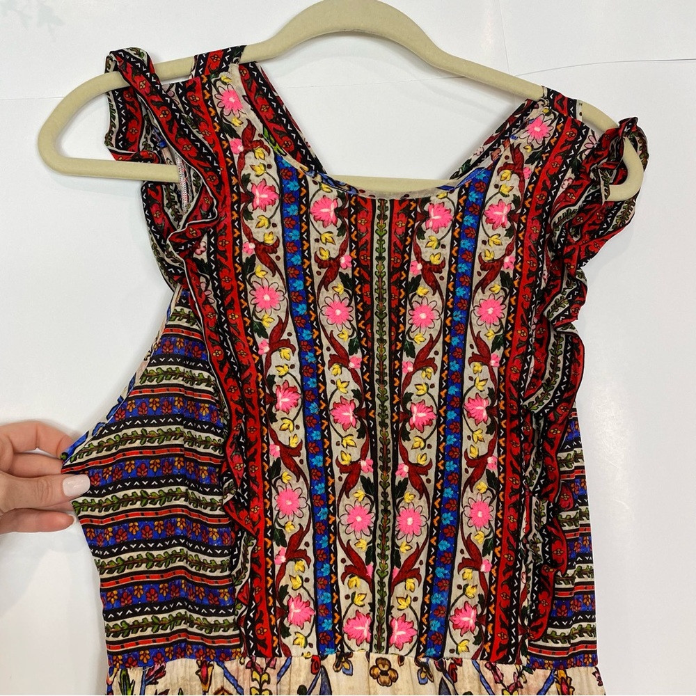 Vineet Bahl Anthropologie Valerie Embroidered Maxi Dress 10 Floral Boho Batik - Picture 11 of 16